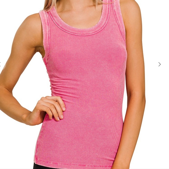 Mineral Wash Ribbed Notch Neck Tank